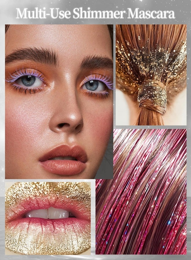 Lestpola Gold Glitter Mascara, Sparkle Diamond Waterproof Colored Mascara, Multi-Use Shimmer Define Curling Eyelashes, Long Lasting Volumizing Lengthening Máscara Eye Makeup for Women Party Festival-06 - Image 5